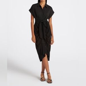 Steve Madden TORI Black Tie-Front Midi Dress